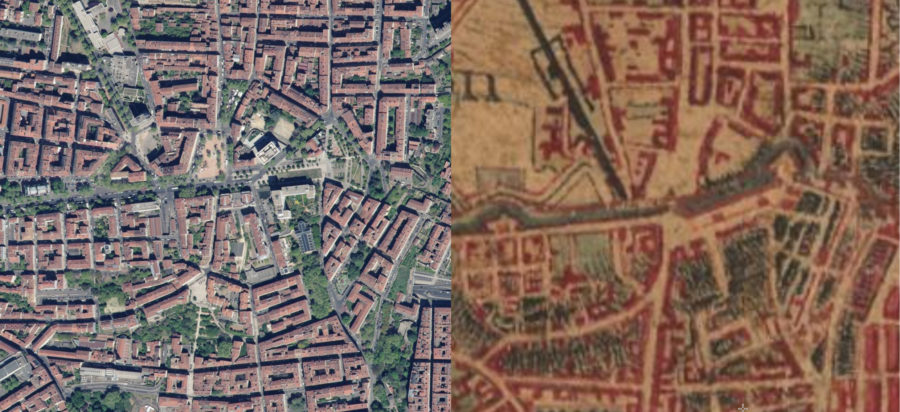 Comparaison Photo aérienne contemporaine / Carte d'Etat-Major du XIXe siècle